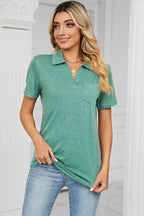 Johnny Collar Short Sleeve Blouse (15)