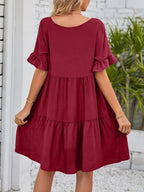 Ruffled Sleeve Tiered Mini Dress (4)