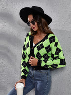 Geometric Button Up Long Sleeve Cardigan (3)