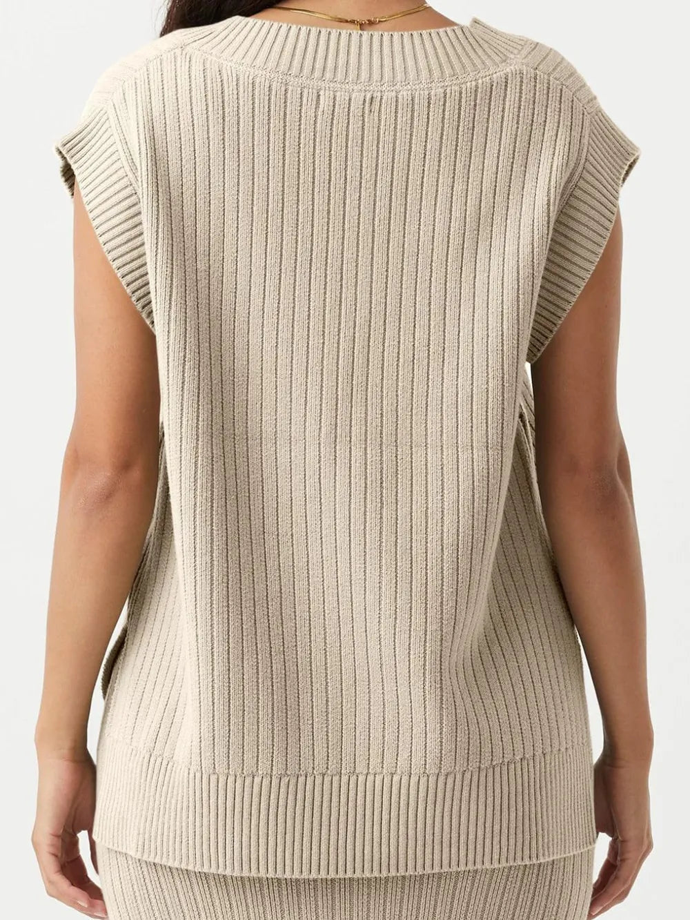 Ribbed V-neck Sweater Vest (9)
