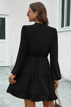 V-neck Tie Neck Long Sleeve Dress (11)