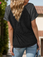 Contrast Notched Short Sleeve T-shirt (14)