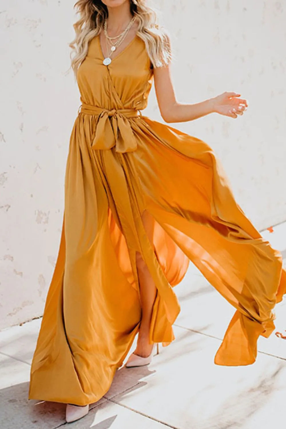 Surplice Tie Waist Maxi Dress (4)
