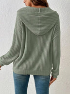 Ribbed Knit Long Sleeve Hoodie (2)