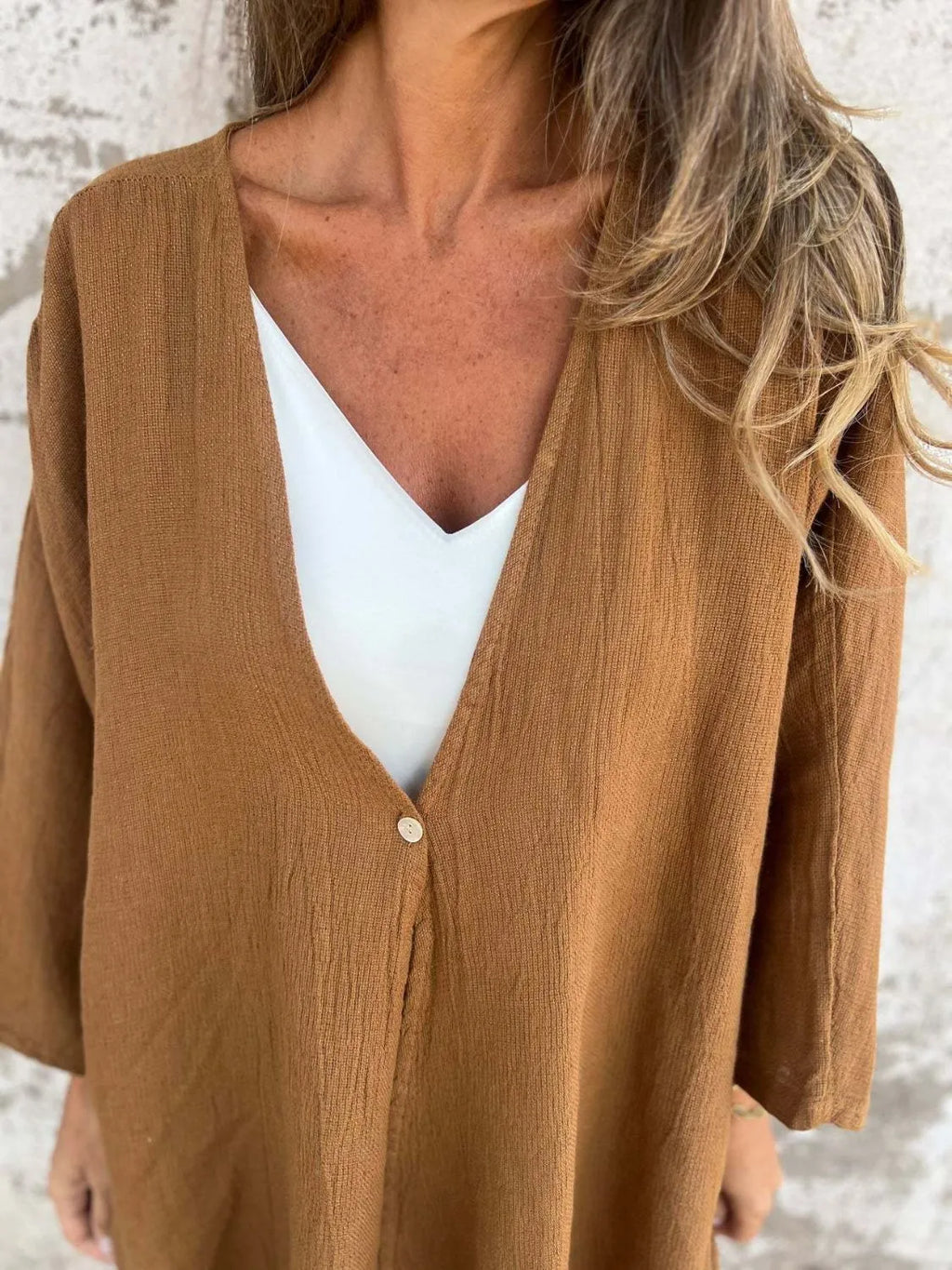 Full Size One Button Long Sleeve Shirt Plus (13)