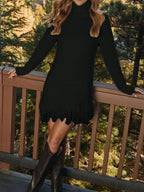 Fringe Turtleneck Long Sleeve Sweater Dress (16)