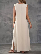 Sleeveless V-neck Side-slit Maxi Dress (4)