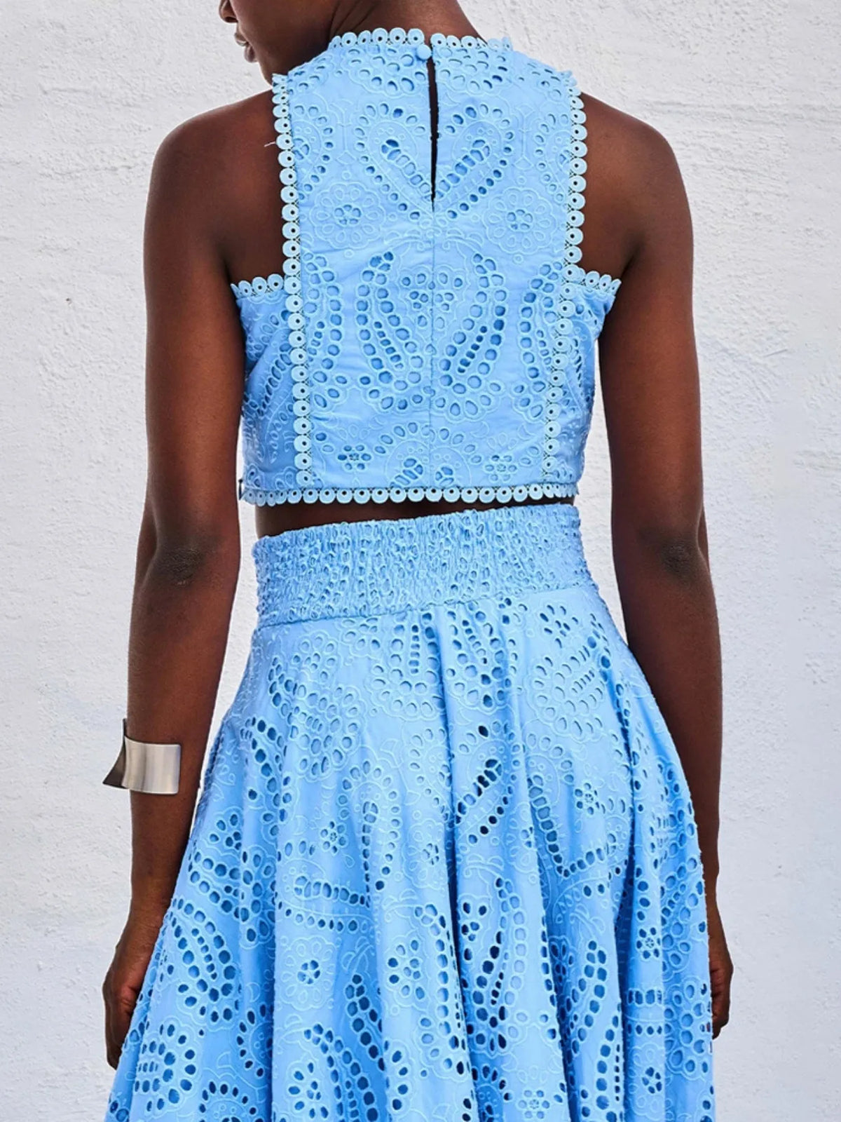 Eyelet Lace Top Maxi Skirt Set (4)