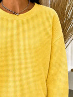 Full Size Waffle Knit Crewneck Sweatshirt Plus (2)