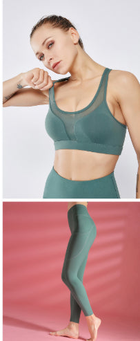 Sports Bra Shockproof Yoga Vest variant CJYDYDYD00748-Green set-M