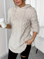 Cozy Textured Drawstring Fleece Hoodie (3)