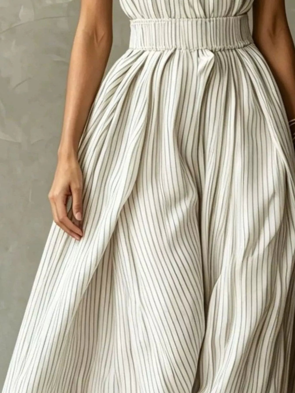 Striped Mock Neck Sleeveless Maxi Dress (2)