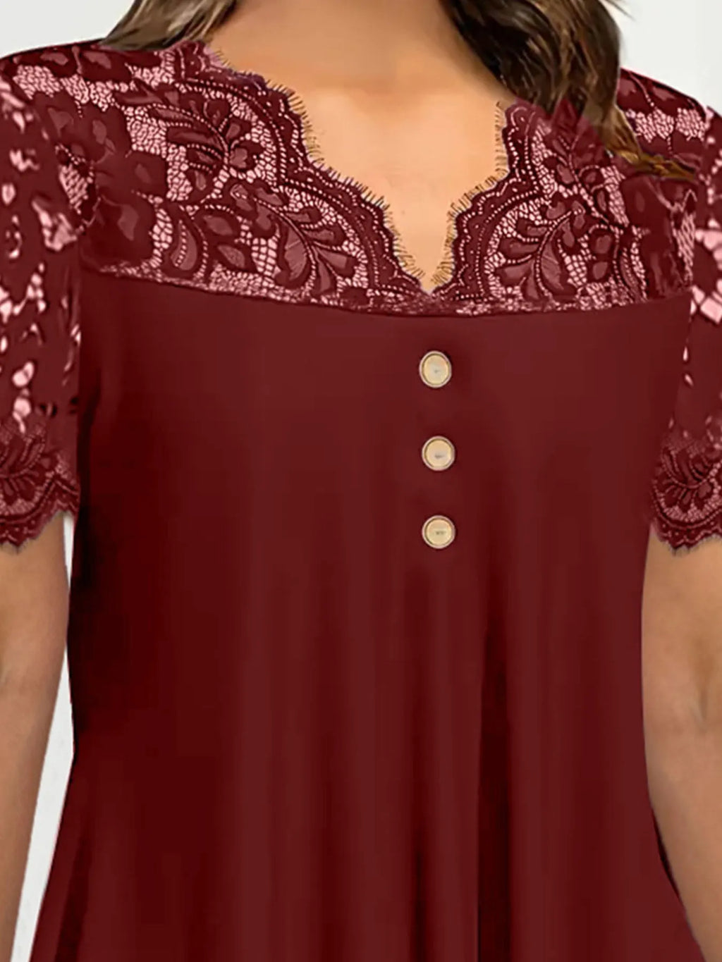 Lace Panel Short Sleeve Blouse (8)
