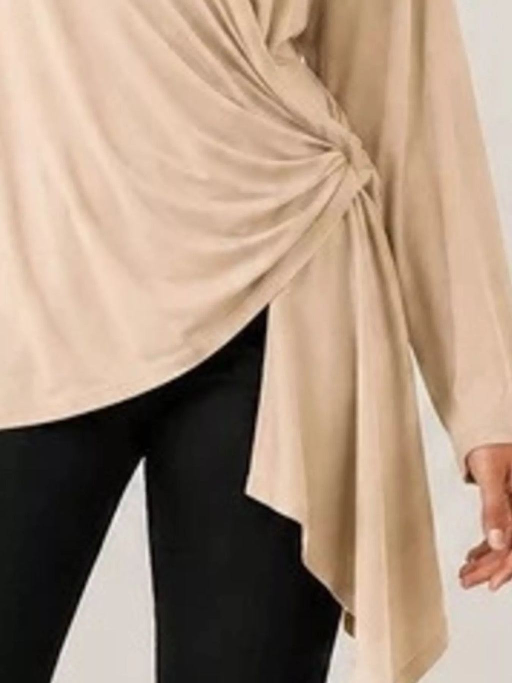 Long Sleeve Wrap T-shirt Side Knot Detail (6)