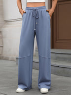 Drawstring High Waist Wide Leg Casual Pants (9)