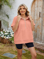 Half Zip Short Sleeve Hooded Top (22)