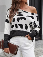 Full Size Leopard One Shoulder Sweater Plus