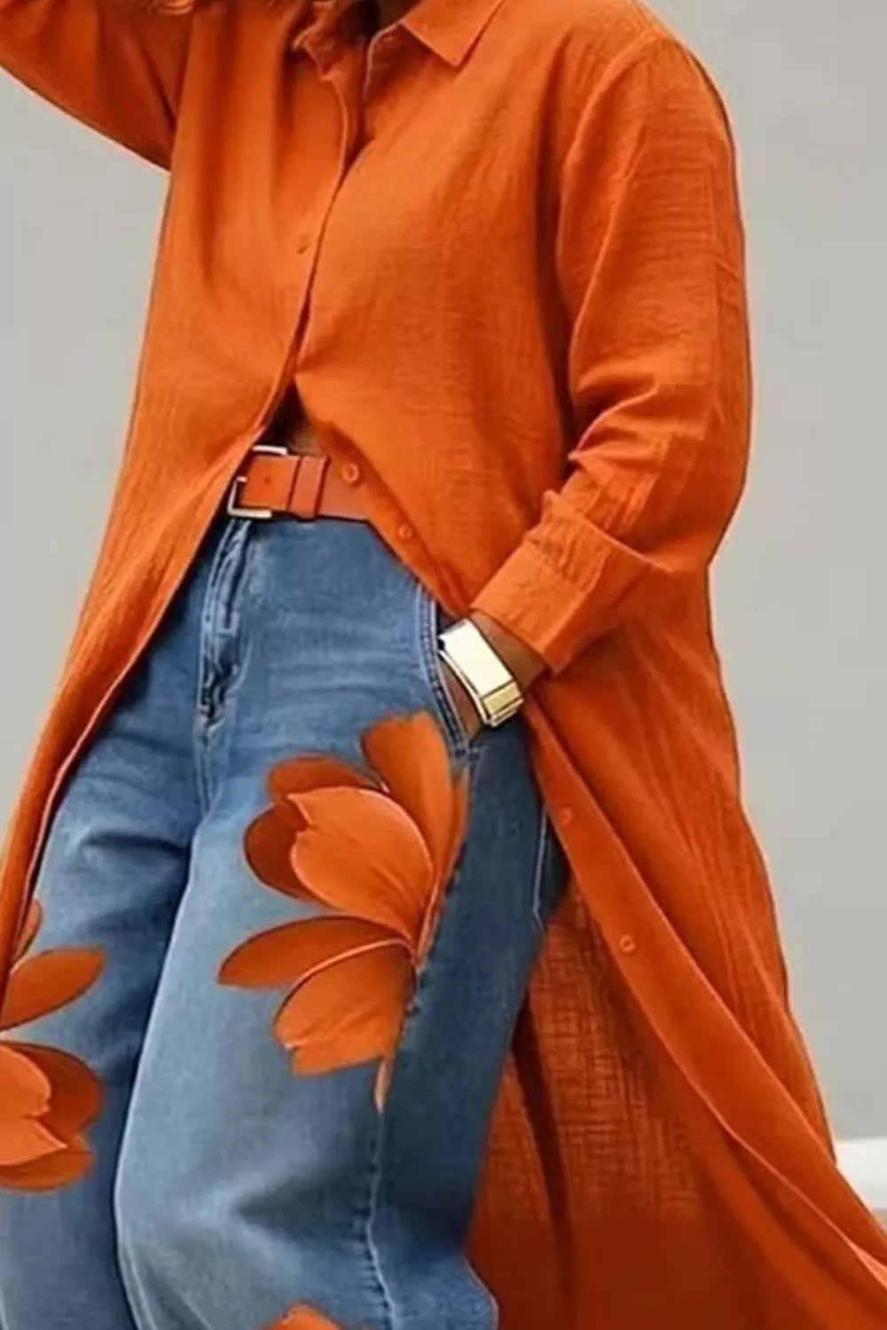 Button Up Long Sleeve Longline Shirt (12)