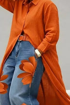 Button Up Long Sleeve Longline Shirt (12)