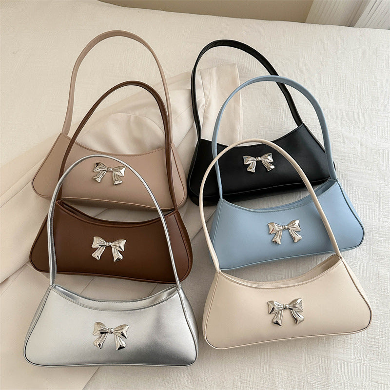 Texture Minimalist Underarm Elegant Bow Shoulder Bag photo 2