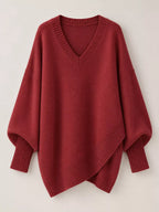 Full Size V-neck Oversized Batwing Sleeve Sweater Plus (4)