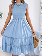 Smocked Sleeveless Tiered Dress (12)