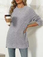 Ribbed Knit Round Neck Sweater (18)