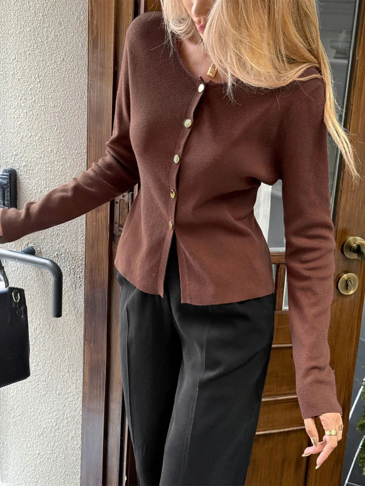 Button-up Long Sleeve Knit Cardigan (18)