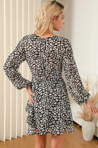 Printed Surplice Balloon Sleeve Mini Dress (11)