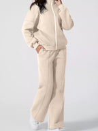 Drop Shoulder Zip Up Jacket Drawstring Pants Active 2pcs Set (5)
