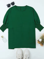 Round Neck Three-quarter Sleeve Blouse (11)
