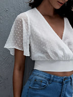Short Sleeve Smocked Swiss Dot Blouse (4)