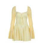 Socialite Retro Square Collar Lace Long Sleeve Dress photo 4