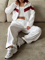 Block Zip Up Outerwear Pants Set (11)