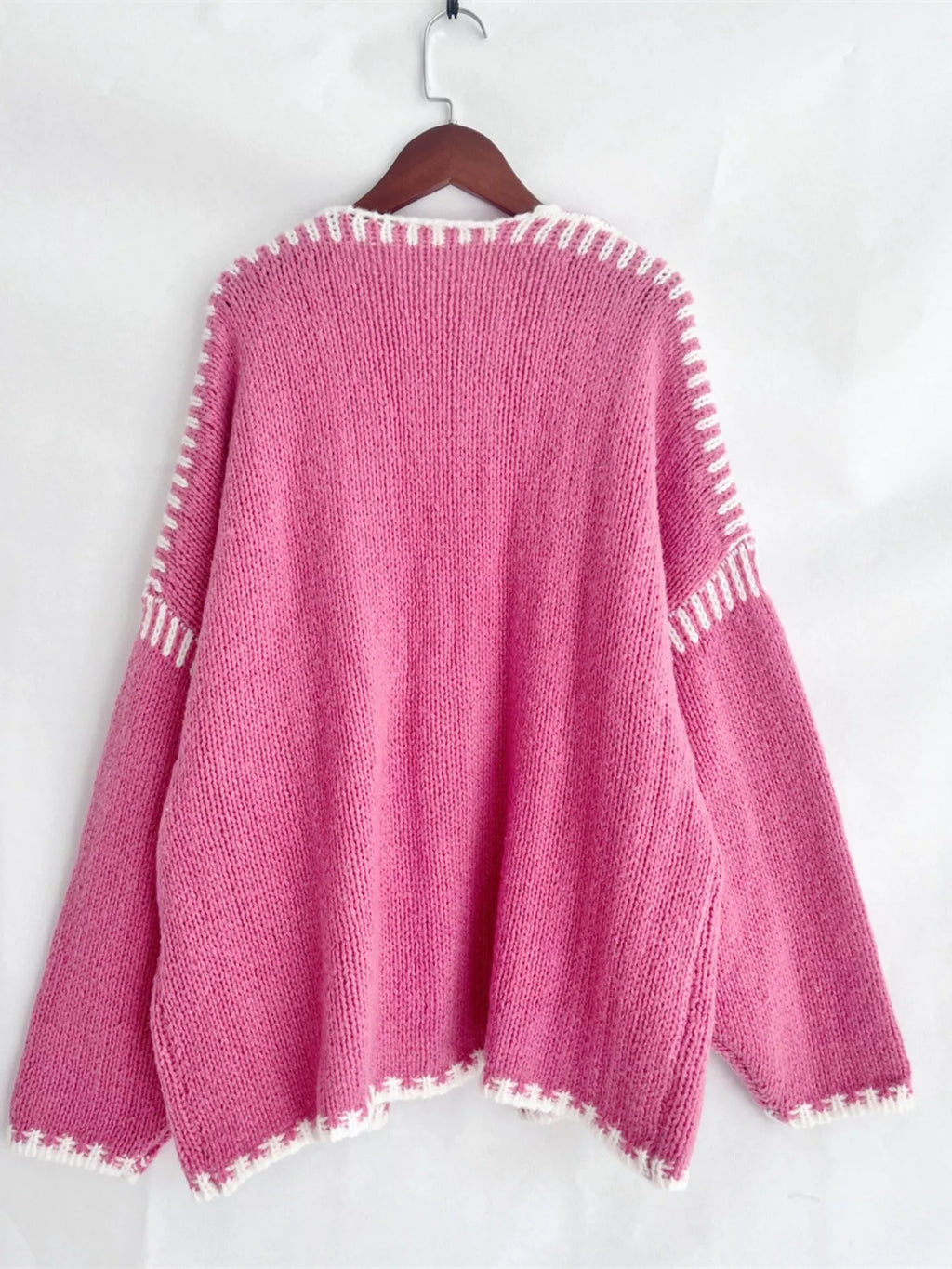 Contrast Trim Open Front Cardigan (3)
