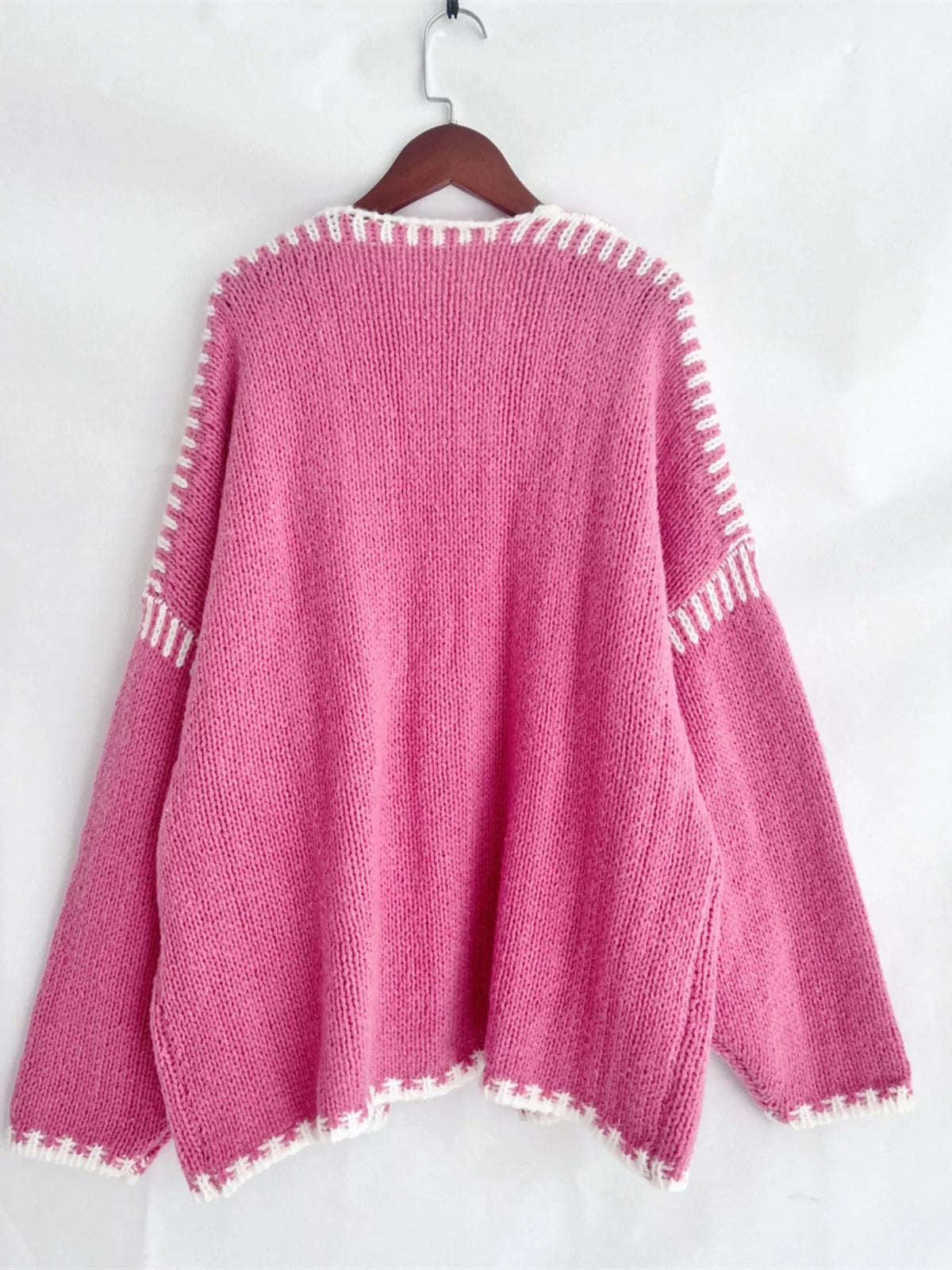 Contrast Trim Open Front Cardigan (3)