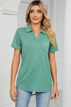 Johnny Collar Short Sleeve Blouse (14)