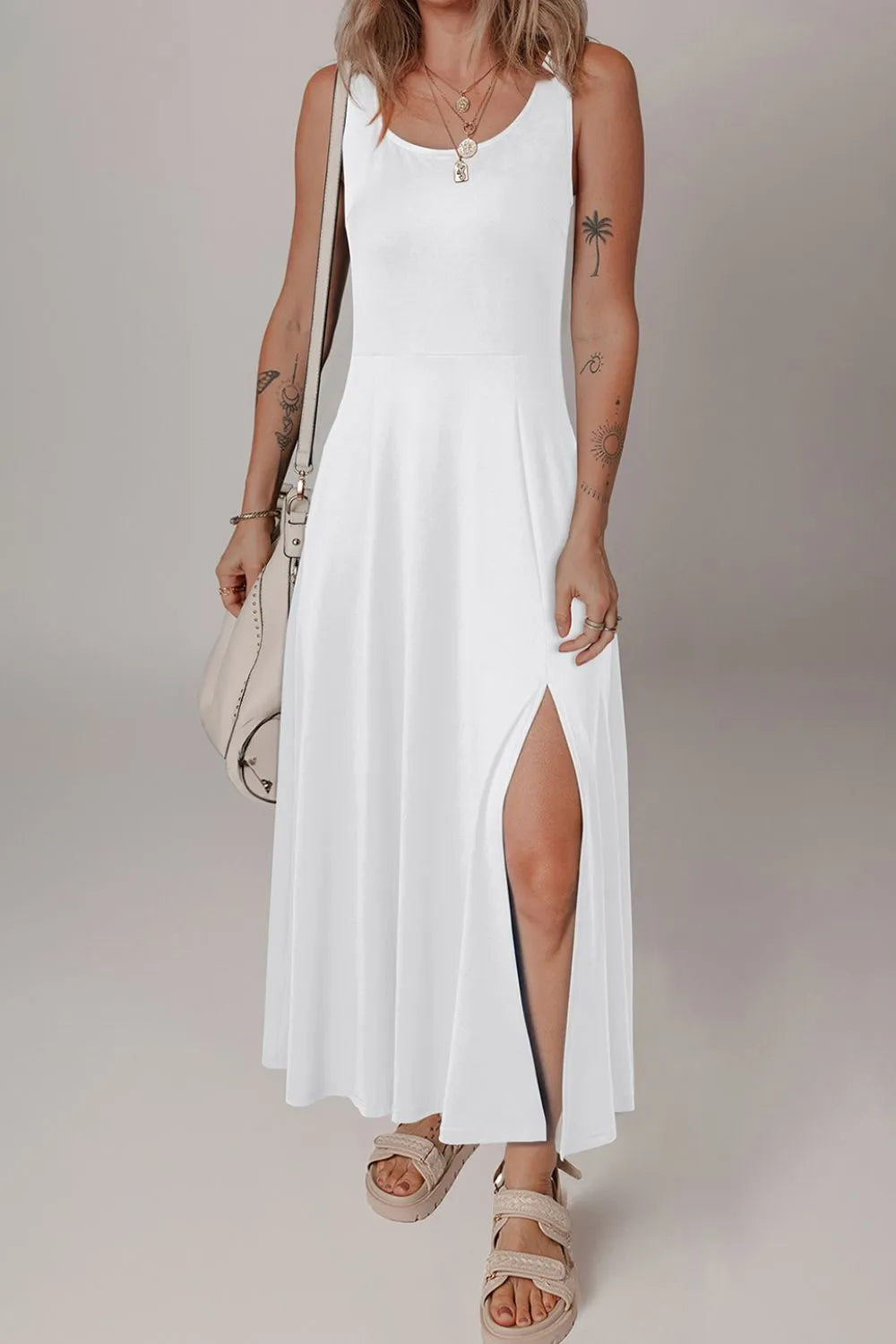 Side Slit Scoop Neck Wide Strap Dress (15)