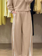 Striped Detail Crewneck Top Elastic Sweatpants 2pcs Set (6)
