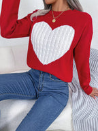 Cable Knit Heart Round Neck Sweater (11)