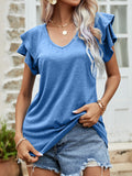 Layered Flutter Sleeve V-neck Top
