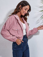 Drawstring Hooded Zip Up Jacket Pockets (3)