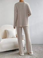 Ribbed Knit V-neck Top Pants Set (5)