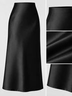 High-waisted Satin Midi Skirt (5)