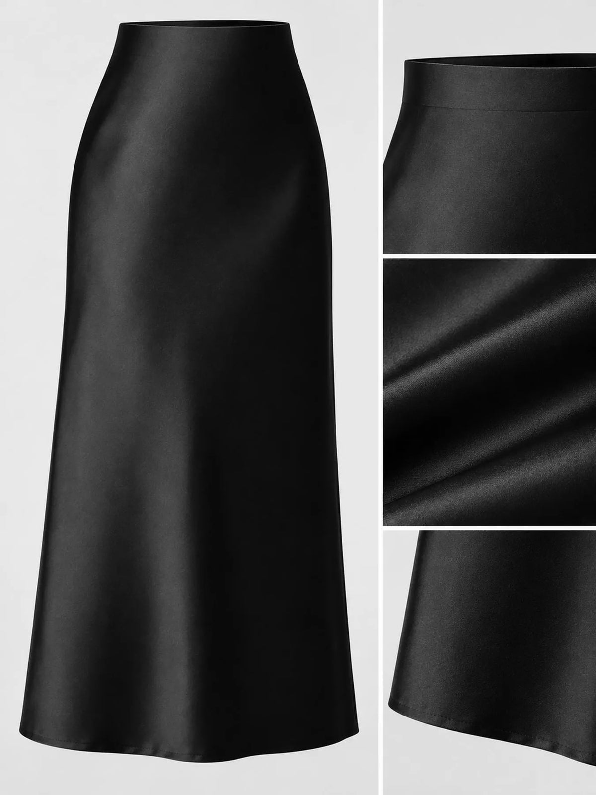 High-waisted Satin Midi Skirt (5)