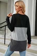 Block Round Neck Long Sleeve T-shirt (6)
