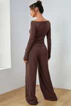 Boat Neck Long Sleeve Top Pants Set (7)