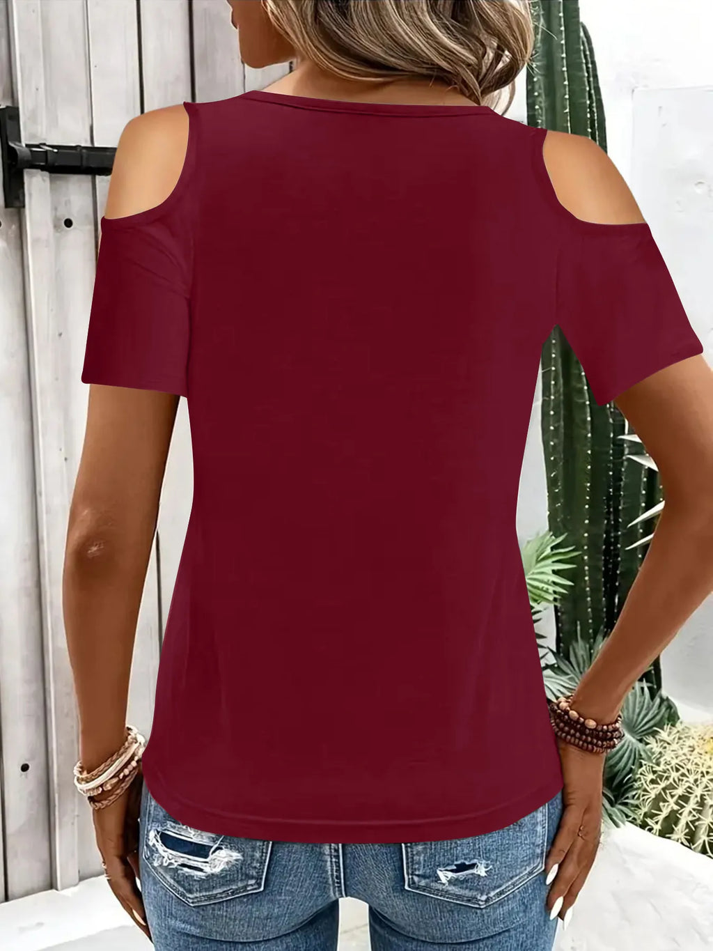 Cold Shoulder T-shirt Metal Ring Detail (12)
