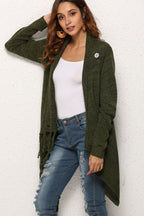 One-button Tassel Tie Asymmetrical Hem Cardigan (8)