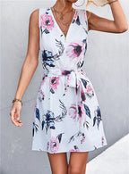 Printed Zip Detail Belted Sleeveless Dress (12)